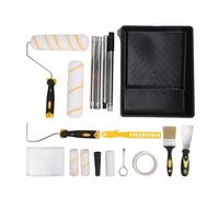 Focket Kit de Rouleaux à Peinture, Double Rouleaux de 9 Pouces et 4 Pouces, Ensemble Complet de 19 Pièces, Outils de Peinture avec Poteau d'extension à 4 Sections en Acier Inoxydable, Plateau de
