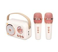 Focket Machine de karaoké, Haut-Parleur Portable Bluetooth 5.0 avec Batterie Rechargeable de 1200 MAh, 6 Modes Sonores, 2 Microphones sans Fil, Machine à Chanter pour Adultes et Enfants avec Carte