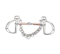 Focket Mors de Filet pour Chevaux, Mors de Filet Anglais à Connexion à Double Chaîne à Bouche Articulée Creuse Ergonomique, de en Acier Inoxydable avec Accents d'anneau en Cuivre pour l'équitation