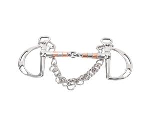 Focket Mors de Filet pour Chevaux, Mors de Filet Anglais à Connexion à Double Chaîne à Bouche Articulée Creuse Ergonomique, de en Acier Inoxydable avec Accents d'anneau en Cuivre pour l'équitation
