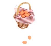Focket Oeufs Miniatures, Panier de Maison de Poupée à Haute Simulation, Conception à Carreaux Rouges, Paniers Alimentaires Miniatures Tissés avec Poignées pour Maison de Poupée, Accessoires de (œuf)