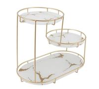 Focket Organisateur de Comptoir de Salle de Bain à 2 Niveaux, étagère de Rangement de Salle de Bain en Verre et Fer pour Parfum Cosmétique, Organisateur de Maquillage pour Présentoir de
