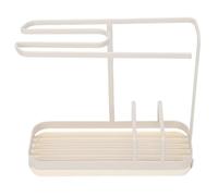 Focket Organisateur d'évier, Porte-éponge en Métal Antirouille Peu Encombrant avec Barre à Serviettes pour Deux Torchons, Organisateur de Comptoir pour évier de Cuisine, Salle de Bain, vanité,