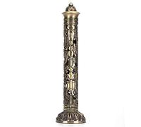 Porte-brûleur de tour d'encens, porte-encens portatif en bronze Dragon Phoenix Relief rétro nostalgie bâton vertical avec boîte de rangement artisanat cendrier bâtons porte-encens