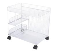 Focket Rack de Stockage Mobile, Organisateur de Cuisine avec Roue Rotative Verrouillable à 360° et Panier Extractible, Chariot de Stockage de Cuisine à Ouverture Large et Respirante (White)
