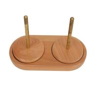 Focket Support de Fil pour le Crochet, Distributeur de Support de Fil Double Rotatif de Grande capacité, de Boule de en Bois avec Deux Broches en Laiton pour le Tricot et le Crochet