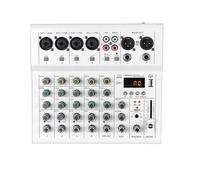 Focket Table de Mixage Audio, Mini Console de Mixage DJ Bluetooth 6 Canaux, Interface Audio Portable Compacte avec Effet de Réverbération, Prise en Charge MP3 pour Studio (WHITE)