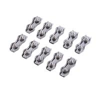 Fockety 10 Pièces de Pinces Duplex Durables M3 en Argent, Pinces de Serrage pour Câbles en Acier Inoxydable, Adaptées à la Fixation des Câbles de Corde, pour les Applications Marines