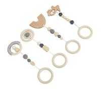 Fockety 4 PIÈCES Salle DE Sport pour Bébé, Pendentif HoChet Jouets Suspendus en Bois, BPA, Robuste Salle DE Sport en Bois pour Bébé, Meilleur d'Aniversaire pour Nouveau-Né (GREY)