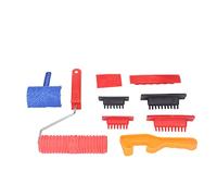 Fockety 6pcs Ensemble d'outils de Peinture à Grainage en Bois, Caoutchouc Empaistique de Texture en Bois Rouleau avec Poignée, Rouleau de Texture Murale Bricol