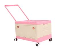 Fockety Bac de Rangement de Jouets Roulant, Organisateur de Jouets avec Roues et Couvercle pour les Blocs de Construction Books Clothes Snacks, Pliable Portable PP Material Box pour (Rosé)