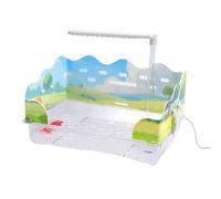 Fockety Bain d'oiseaux avec Robinet, boîte de Douche Automatique pour perroquets alimentée par USB avec Filtre à Pompe Amovible, Jouets pour perroquets Gris d'Afrique, (Baignoire Vie à la Campagne)