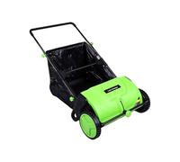 Fockety Balai à Gazon Manuel, Largeur 53 cm, capacité du bac de 100 L | Hauteur brosse réglable, brosses en plastique épais, ramasseur feuilles et d'herbe,utilisation sur pelouse,jardin et trottoir
