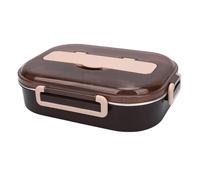 Fockety Boîte à Bento à 4 Compartiments, Boîte à Déjeuner en Acier Inoxydable 316, Récipient de Préparation de Repas étanche avec Cuillère, Baguettes et Support de Téléphone Pliable, (Noir Kaki)