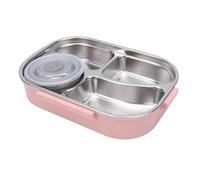 Fockety Boîte à Bento à 4 Compartiments, Boîte à Déjeuner en Acier Inoxydable 316, Récipient de Préparation de Repas étanche avec Cuillère, Baguettes et Support de Téléphone Pliable, (Violet rosé)