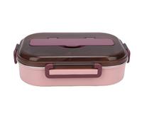 Fockety Boîte à Bento pour Adultes, Boîte à Déjeuner en Acier Inoxydable 316 de 1,5 L, Contenants à Déjeuner étanches à 4 Compartiments avec Bol à Soupe, Cuillère et Baguettes (Violet rosé)