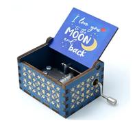 Fockety Boîte à Musique Gravée Vintage à Manivelle, Cadeau Musical à Manivelle avec Un Design Exquis en Bois de Pin sculpté, Mélodie du Lac des Cygnes pour Anniversaire, Cadeau de Noël (Bleu Lune)