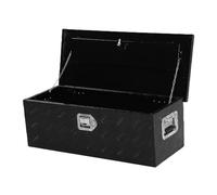 Fockety Boîte à Outils de Lit de Camion, Boîte à Outils de Rangement de Remorque Portable en Aluminium 64L avec Poitrine de Camion à de Camionnette pour Pic (BLACK)