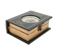Fockety Boîte de Livre Décorative, Boîte de Rangement de Livres en Faux Livre Vintage Multifonctionnel avec Horloge, Boîtes de Rangement en Cuir en Relief en Cuir pour Table (2806B - 05 vert foncé)