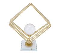 Fockety Boule Décorative, Art Abstrait Moderne Boule de Cristal Transparent avec Support de Rhombus en Métal, Décoration de Balle en Cristal pour Le Salon Entrée Ornement d'anniversaire