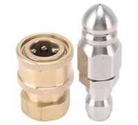Fockety BUSE DE JET D'ÉGOUT, ACIER INOXYDABLE BUSE À JET D'ÉGOUT HAUTE PRESSION DE TUYAU DE VIDANGE AVEC CONNECTEUR RAPIDE 1/4 ", NEZ DE BOUTON ROTATIF ' FIXE.