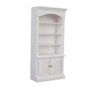 Fockety Cabinet de Maison de Poupée 1/12, étagère à 4 Niveaux 2 Portes Accessoires de Mobilier de Bibliothèque en Armoire Miniature, avec Bois Massif, pour la Collection de Maisons de