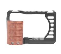 Fockety Cage de Caméra en Alliage d'Aluminium avec Poignée en Bois, Modélisation de Machine Rétélle et Ouverture Precis, Cage de Caméra Compléte Compatible avec Zv E1, Trou fileté 1/4