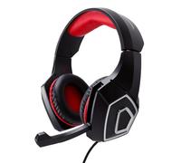Fockety Casque de Jeu Filaire avec Mic Antibruit (Noir Rouge avec câble | Éclairage RVB, Haut-parleur 40 Mm, Léger, USB et Prise 3,5 Mm, écouteurs -auriculaires pour Ordinateurs de Bureau