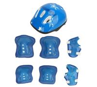 Fockety Casque de vélo pour Enfants avec genouillères, coudières et protège-Poignets, Casque Ajustable pour Enfants de 5 à 14 Ans, Ensemble de Protection Sportive pour Le Skateboard (Blue)