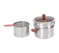 Fockety Casserole en acier inoxydable avec plateau vapeur, panier à friture, couvercle en verre trempé et pince, casserole polyvalente pour cuisson à la vapeur, bouillir, frire