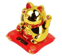 Fockety Chat ondulant Chanceux à énergie Solaire, Statue Solaire de Chat Porte-Bonheur avec Bras ondulant pour décorer Le Bureau de la Voiture et l'ouverture du Commerce (Sac de Bénédiction Or)