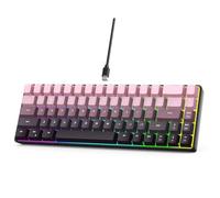 Fockety Clavier de Jeu, 68 Touches USB Filaire Clavier D'ordinateur Réglable RVB rétro-éclairé par Injection, Mini Silencieux pour PC Portable (Rose dégradé)