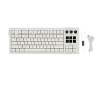 Fockety Clavier de Jeu mécanique, 78 Touches, 75% de Disposition, 6 Touches LCD programmables, Clavier mécanique Filaire avec extracteur, rétroéclairage RVB à Switch Rouge pour PC (White)