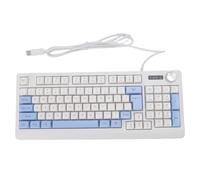 Fockety Clavier de Jeu RVB 93 Touches, Clavier Filaire rétroéclairé Dynamique avec Bouton de Volume pour Ordinateur Portable, PC de Bureau, Contrôle Multimédia de Conception Ergonomique (Bleu Blanc)
