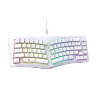 Fockety Clavier Ergonomique, 18 Modes 69 Touches RVB RGB Clavier câblé USB avec Câble Détachable, Touchés Gravés, divisé Confortable Silencieux pour D'ordinateur (White)