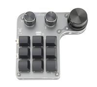 Fockety Clavier MÉCANIQUE À Une Main, 9 Touche RVB DIY Programmable Mini Clavier de Jeu avec 3 Boutons, Commautant Bleu de Raccourci Mécanique Multifonctionnel pour Bureau