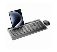Fockety Clavier sans Fil et Combo de Souris, 2,4 G de Clavier Ergonomique Silencieux Pleine Taille Souris avec Support de Tablette de Téléphone pour Ordinateur Portable, PC