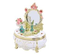 Fockety Coiffeuse Boîte à Bijoux en Forme de Table, de Plan, Organisateur de Bijoux en émail pour Bracelets D'anneaux, en Alliage de Zinc, Magasin de Petits Trésors Précieux, (White)