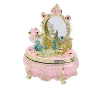 Fockety Coiffeuse Boîte à Bijoux en Forme de Table, de Plan, Organisateur de Bijoux en émail pour Bracelets D'anneaux, en Alliage de Zinc, Magasin de Petits Trésors Précieux, (Rosé)