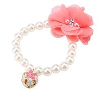 Fockety Collier élastique à Collier de Perle de Chien avec Boucle et Cloche Réglables, Simulation Pearl Design Pet Bijoux pour Le Festival ou la Fête, adapté au Chiot de Chien Chat, Bleu (Pink)