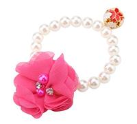 Fockety Collier élastique à Collier de Perle de Chien avec Boucle et Cloche Réglables, Simulation Pearl Design Pet Bijoux pour Le Festival ou la Fête, adapté au Chiot de Chien Chat, Bleu (Rose Rouge)