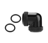 Fockety Connecteur de Tube Rigide Double coudé à 90 Degrés pour Refroidissement par Eau avec Joint en Silicone, Raccord en Laiton plaqué, Excellente Dissipation de la Chaleur pour Raccords de (Black)