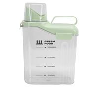 Fockety Conteneur hermétique de 2,3 L pour aliments secs avec bec verseur, verre doseur, distributeur de céréales et d'avoine, distributeur d'aliments pour animaux et céréales (Vert 2300ml)