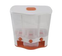 Fockety Distributeur de croquettes, distributeur de riz mural 3 compartiments avec verres doseurs, rangement hermétique pour aliments secs, pour arachides, orge, millet et céréales. (ORANGE)