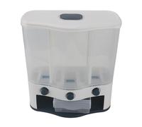 Fockety Distributeur de croquettes, distributeur de riz mural 3 compartiments avec verres doseurs, rangement hermétique pour aliments secs, pour arachides, orge, millet et céréales. (bleu nordique)