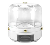 Fockety Distributeur de Riz, 6 grilles, 6KG, récipient Rotatif à 360 degrés pour Aliments secs, avec Couvercle, Seau Distributeur de céréales Transparent pour Le Garde-Manger. (Blanc)