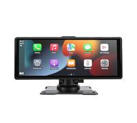 Fockety ÉCran Carplay Portable, Autoradio à éCran Tactile De 10,26 Pouces avec Carplay Et Android Auto sans Fil, Transmission FM, Enregistrement Double CaméRa Et CaméRa De Recul HD 1080P