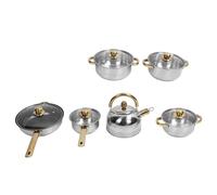Fockety Ensemble de 12 Casseroles et Poêles, Batterie de Cuisine à Induction en Acier Inoxydable, Passe au Lave-Vaisselle, Ensemble de Cuisson Antiadhésif avec Poêle à Frire, Casseroles
