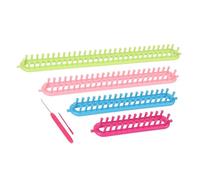 Fockety Ensemble de 6 Métiers à Tricoter Longs, Métiers à Tisser en Plastique pour écharpes, Chapeaux, Chaussettes, Châles, avec Kit D'aiguilles Crochet, Outils de Tricot