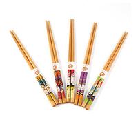 Fockety Ensemble de Baguettes de Style Japonais écologiques, 5 Paires, Cercle Lisse au Toucher, cranté pour un Ramassage Facile des Aliments, Idéal comme